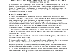 Circular No. 29/2004/TT-BTC of April 6, 2004 guiding the issuance under-writing and issuance agency for Government bonds, Government-underwritten bonds and local administrations' bonds