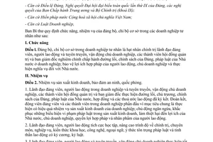 Quy định 100-QĐ/TW năm 2004 chức năng nhiệm vụ đảng bộ chi bộ cơ sở trong doanh nghiệp tư nhân