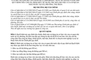 Quyết định 32/2004/QĐ-BTC tiêu chuẩn, định mức sử dụng trụ sở làm việc cơ quan nhà nước tại xã, phường, thị trấn