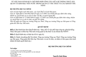 Quyết định 1081/2004/QĐ-BTC quy chế phối hợp công tác giữa hệ thống Thuế, Hải quan và Kho bạc Nhà nước quản lý thu thuế ,khoản thu NSNN