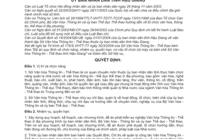 Quyết định 104/2004/QĐ-UB chức năng, nhiệm vụ, quyền hạn cơ cấu tổ chức bộ máy sở văn hóa thông tin - thể thao tỉnh Hậu Giang