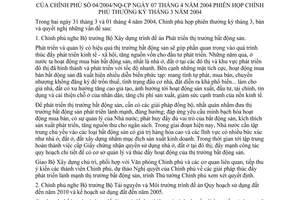 Nghị quyết 04/2004/NQ-CP phiên họp Chính phủ thường kỳ tháng 3 năm 2004