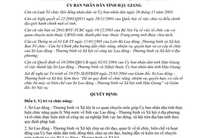 Quyết định 105/2004/QĐ-UB cơ cấu tổ chức bộ máy sở lao động thương binh xã hội Hậu Giang