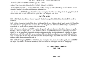 Quyết định 63/2004/QĐ-UB Đề án đổi mới tổ chức quản lý thu thuế ngành Thuế Lâm Đồng 2010