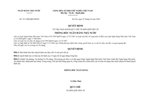 Quyết định 351/2004/QĐ-NHNN  Quy chế môi giới tiền tệ