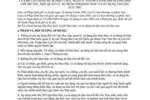 Thông tư 30/2004/TT-BTC hướng dẫn chế độ thu, nộp, quản lý sử dụng phí khai thác sử dụng tài liệu lưu trữ