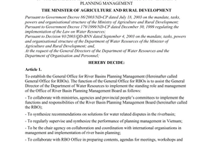 Decision No. 13/2004/QD-BNN of April 8, 2004, on the establishment of the Genenral Office Of River Basins Planning Management