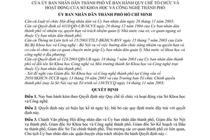 Quyết định 89/2004/QĐ-UB Quy chế tổ chức hoạt động Sở Khoa học và Công nghệ thành phố