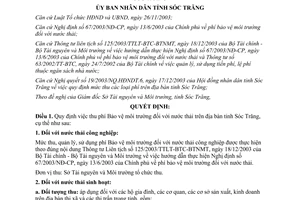 Quyết định 33/2004/QĐ.UBNDT thu phí bảo vệ môi trường đối với nước thải