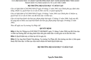 Quyết định số 1759/QĐ-BGD&ĐT-PC năm 2004 huỷ bỏ Thông tư số 09/2004/TT-BGD&ĐT