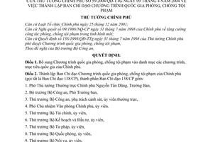 Quyết định 59/2004/QĐ-TTg thành lập Ban Chỉ đạo Chương trình quốc gia phòng, chống tội phạm