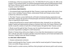 Circular No. 32/2004/TT-BTC of April 12, 2004 guiding the issuance of government bonds through the state treasury system