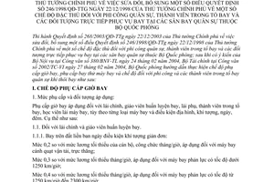Thông tư 44/2004/TT-BQP chế độ đặc thù phi công QS thành viên tổ bay đối tượng trực tiếp phục vụ bay sân bay QS thuộc BQP hướng dẫn 268/2003/QĐ-TTg