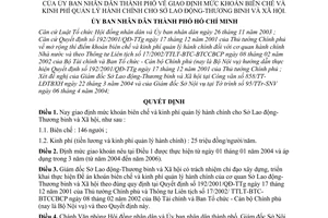Quyết định 100/2004/QĐ-UB giao định mức khoán biên chế kinh phí quản lý hành chính Sở Lao động - Thương binh và xã hội