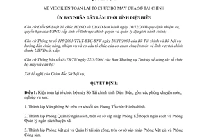Quyết định 11/2004/QĐ-UBND kiện toàn lại tổ chức bộ máy Sở Tài chính Điện Biên