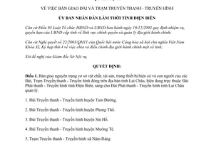 Quyết định 15/2004/QĐ-UBND bàn giao Đài Trạm Truyền thanh Truyền hình Điện Biên
