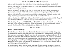 Quyết định 109/2004/QĐ-UB nhiệm vụ quyền hạn cơ cấu tổ chức bộ máy Sở Kế hoạch Đầu tư Hậu Giang