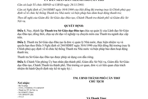 Quyết định 239/2004/QĐ-UB thành lập Thanh tra Sở Giáo dục Đào tạo Cần Thơ