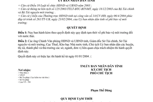 Quyết định 43/2004/QĐ-UBND Quy định tạm thời phí bảo vệ môi trường