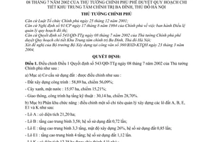 Quyết định 370/2004/QĐ-TTg Quy hoạch chi tiết Khu Trung tâm chính trị Ba Đình, Thủ đô Hà Nội sửa đổi 543/QĐ-TTg