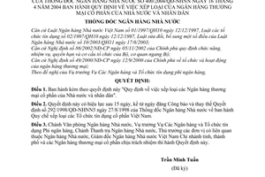 Quyết định 400/2004/QĐ-NHNN xếp loại Ngân hàng thương mại cổ phần Nhà nước và nhân dân