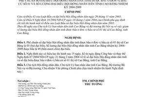 Nghị định 115/2004/NĐ-CP phê chuẩn đại biểu Hội đồng nhân dân tỉnh được bầu ở đơn vị bầu cử số 01 số lượng đại biểu HĐND Cao Bằng nhiệm kỳ 2004-2009