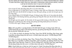 Quyết định 58/2004/QĐ-UB  bồi thường thiệt hại điều chỉnh địa giới hành chính, thành lập quận Hoàng Mai,Long Biên hướng dẫn Quyết định 99/2003/QĐ-UB