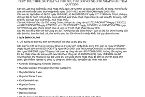 Thông tư 34/2004/TT-BTC hướng dẫn truy thu thuế xử phạt thu phụ thu xe ô tô nhập khẩu trái quy định