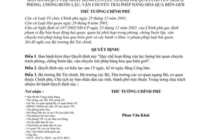 Quyết định 65/2004/QĐ-TTg Quy chế hoạt động lực lượng hải quan chuyên trách phòng, chống buôn lậu, vận chuyển trái phép hàng qua biên giới