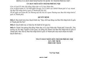 Quyết định 61/2004/QĐ-UB Quy chế hoạt động  Ban Hội nhập kinh tế quốc tế Thành phố Hà Nội