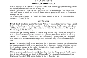 Quyết định 07/2004/QĐ-BTS thành lập Chi cục quản lý Chất lượng, An toàn vệ sinh và Thú y thuỷ sản vùng 3