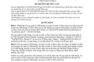 Quyết định 08/2004/QĐ-BTS thành lập Chi cục quản lý Chất lượng, An toàn vệ sinh và Thú y thuỷ sản vùng 4