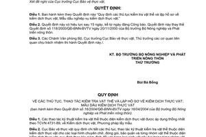 Quyết định 16/2004/QĐ-BNN thủ tục kiểm tra vật thể lập hồ sơ kiểm dịch thực vật