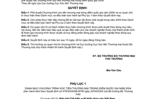 Quyết định 479/2004/QĐ-BTM Chương trình xúc tiến thương mại trọng điểm quốc gia 2004