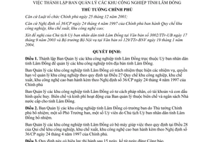 Quyết định 66/2004/QĐ-TTg thành lập Ban quản lý khu công nghiệp Lâm Đồng