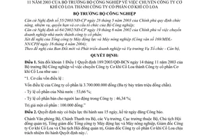 Quyết định 29/2004/QĐ-BCN chuyển Công ty Cơ khí Cổ Loa thành Công ty cổ phần sửa đổi 189/2003/QĐ-BCN