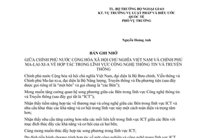 Bản ghi nhớ hợp tác công nghệ thông tin truyền thông Việt Nam Ma-lai-xi-a 2004