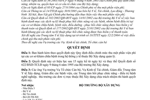 Quyết định 06/2004/QĐ-BXD điều chỉnh mức thu một phần viện phí tại cơ sở khám chữa bệnh hệ thống y tế Bộ Xây dựng quản lý
