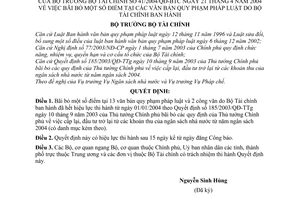 Quyết định 41/2004/QĐ-BTC  bãi bỏ một số điểm tại văn bản quy phạm pháp luật do Bộ Tài chính ban hành