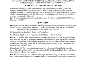 Quyết định 110/2004/QĐ-UB  giao kế hoạch đầu tư xây dựng năm 2004 (đợt 2), nguồn vốn ngân sách thành phố