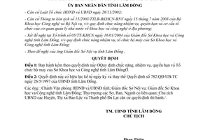 Quyết định 68/2004/QĐ-UB chức năng nhiệm vụ quyền hạn tổ chức bộ máy sở khoa học công nghệ Lâm Đồng