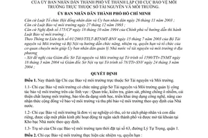 Quyết định 111/2004/QĐ-UB thành lập Chi cục Bảo vệ môi trường thuộc Sở Tài nguyên và Môi trường