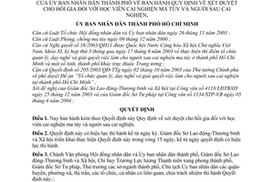 Quyết định 113/2004/QĐ-UB xét duyệt cho hồi gia học viên cai nghiện ma túy người sau cai nghiện