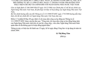 Thông tư 37/2004/TT-BTC chế độ tài chính Ngân hàng Nhà nước Việt Nam sửa đổi 111/1999/TT-BTC