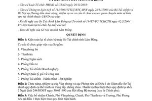 Quyết định 71/2004/QĐ-UB kiện toàn lại tổ chức bộ máy sở tài chính Lâm Đồng