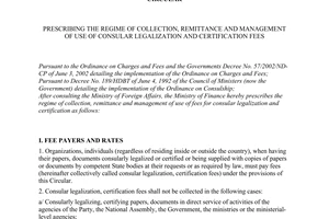 Circular No. 36/2004/TT-BTC of April 26, 2004 prescribing the regime of collection, remittance and management of use of consular legalization and certification fees