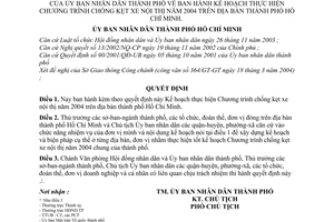 Quyết định 115/2004/QĐ-UB kế hoạch thực hiện Chương trình chống kẹt xe nội thị 2004 thành phố Hồ Chí Minh