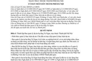 Quyết định 63/2004/QĐ-UB thành lập Ban quản lý dự án hạ tầng Tả Ngạn thuộc Thành phố Hà Nội