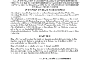 Quyết định 119/2004/QĐ-UB trình tự, thủ tục tổ chức công tác bồi thường, hỗ trợ thiệt hại tái định cư dự án đầu tư 100% vốn nước ngoài TP HCM