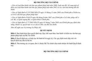 Quyết định 1332/QĐ-BTC ban hành kiểm tra văn bản quy phạm pháp luật